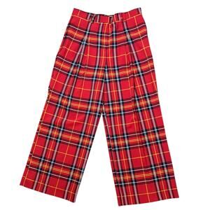 7th Avenue Design Co Plaid Pants Womens High Rise Wide Leg Red Yellow Black 16